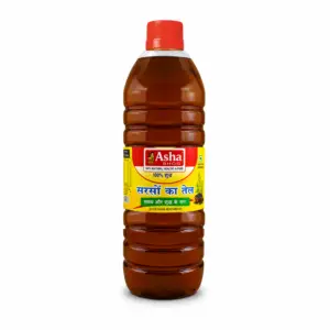 Asha Food Mustard Oil 1 Ltr Bottle Pure Kachi Ghani Sarso Tel